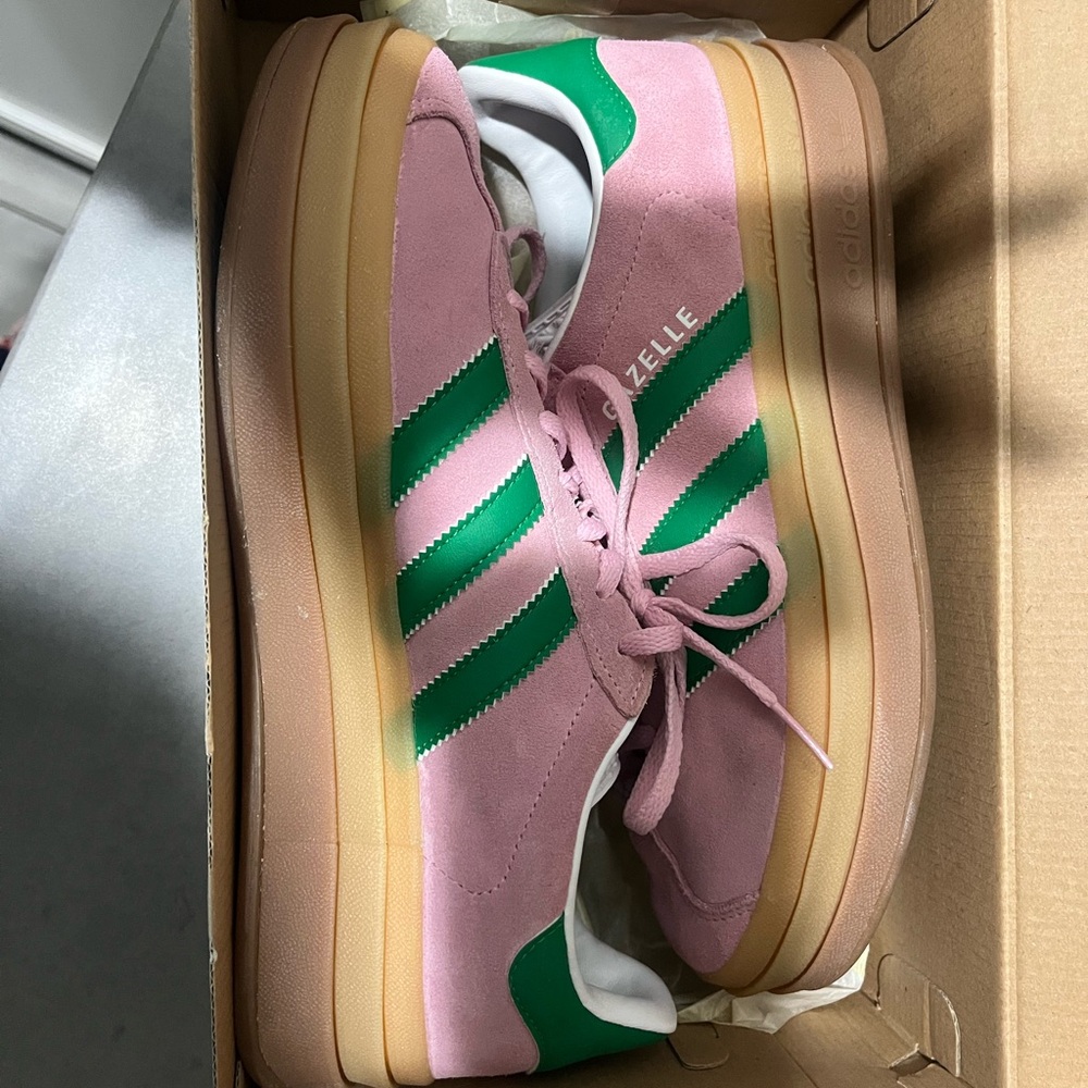 Adidas Pink and Green Sneakers Casual Style